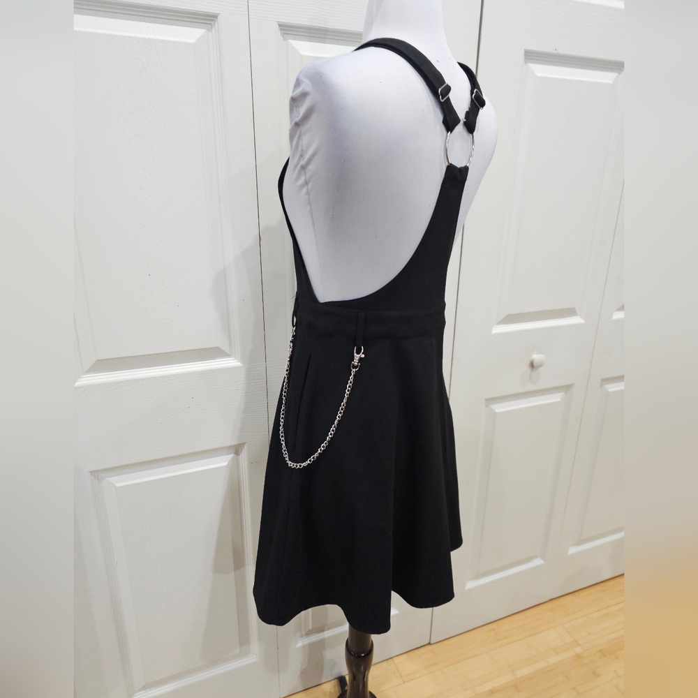 Hot Topic Punk Goth Black O-Ring Zipper & Chain Skirtall Skirt Overall Dress XS - Picture 12 of 16